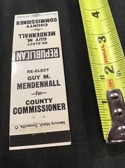 Guy M Mendenhall for County Commissioner Election Matchbook Cover