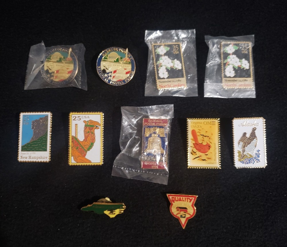 Vintage Lot of 11 USPS US Postal Service Post Office Commemorative & Stamp Pins