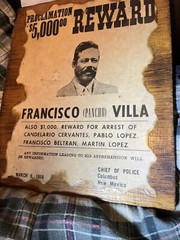 Fransico (Pancho ) Villa Poster 11”x8”-1915 Reward Wanted Sign Vtg