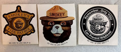 3 Smokey The Bear Remember Only Prevent Forest Fire Badge Stickers NOS New 2000s