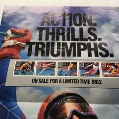 Vintage USPS 16 days of glory winter games stamp promotional poster