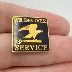 USPS We Deliver Service Lapel Pin Black Enamel Postal Eagle Logo Employee Badge