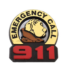 2 Vtg 1980s McGruff The Crime Dog Emergency 911 Lapel Pins NOS New
