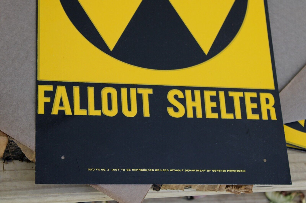 MINT FROM ORIG. BOX~50’s FALLOUT BOMB SHELTER Old Cold War Government Metal Sign