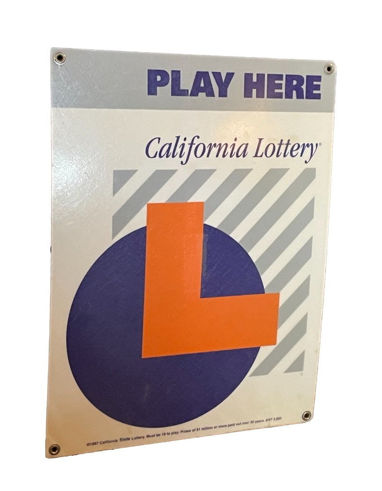 Vintage 1997 California Lottery PLAY HERE Large Retail Display Sign (23.5″x18″)