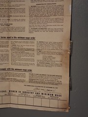 Vintage Oct 1st 1947 New York State Mandatory Minimum Wage Restaurant Ind 26×17