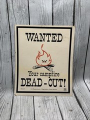1973 Forest Service Sign WANTED Your Campfire Dead-Out