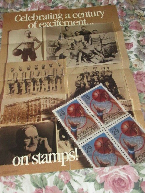 USPS BASKETBALL Stamp CENTENNIAL Poster 1991 Postal paper 29 cent B BALL