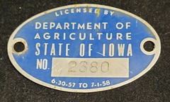 Lot of 3 Vintage Department of Agriculture State of Iowa Embossed Metal Tags L2