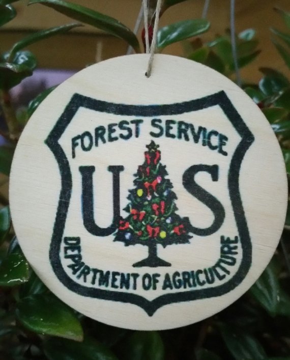 (3) SET OF 3 ASPEN WOOD ORNAMENTS (3″ DIAMETER) U.S. FOREST SERVICE CHRISTMAS