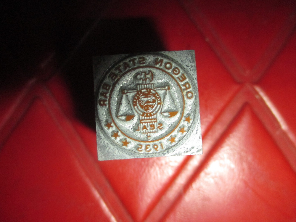 Vintage OREGON STATE BAR Lawyers 1960’s Small PRINTERS BLOCK