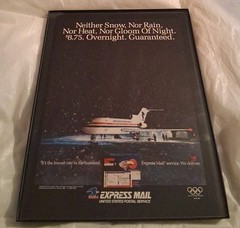 Express Mail United States Postal Service Framed Print Ad 1990 8.5×11 Vintage