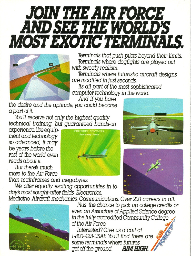 1989 US Air Force Exotic Terminals Flight Simulation Training vintage Print AD