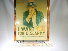 Vintage Uncle Sam «I Want You for the US Army» Recruiting Sign Mancave MT