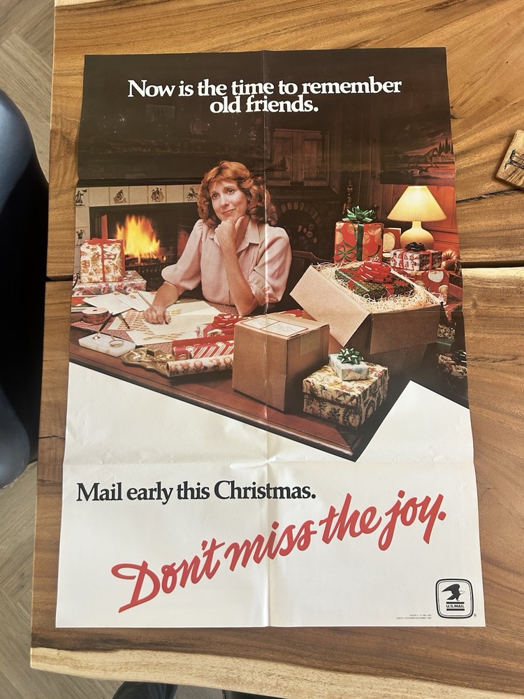 U.S. Mail Christmas Advertising Poster Original Government Theme