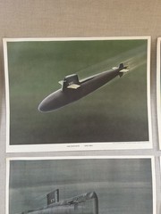 Vintage 1960s General Dynamics ELECTRIC BOAT Submarine Litho Print Set US Navy