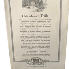 Vintage 1928 Old Fashioned Thrift National City Company Ad Advertisement