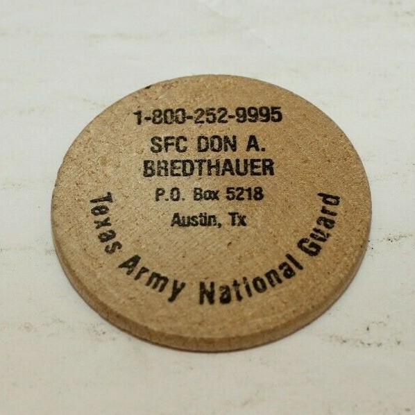 Texas Army National Guard Round Tuit Wood Recruitment Token