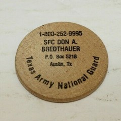 Texas Army National Guard Round Tuit Wood Recruitment Token