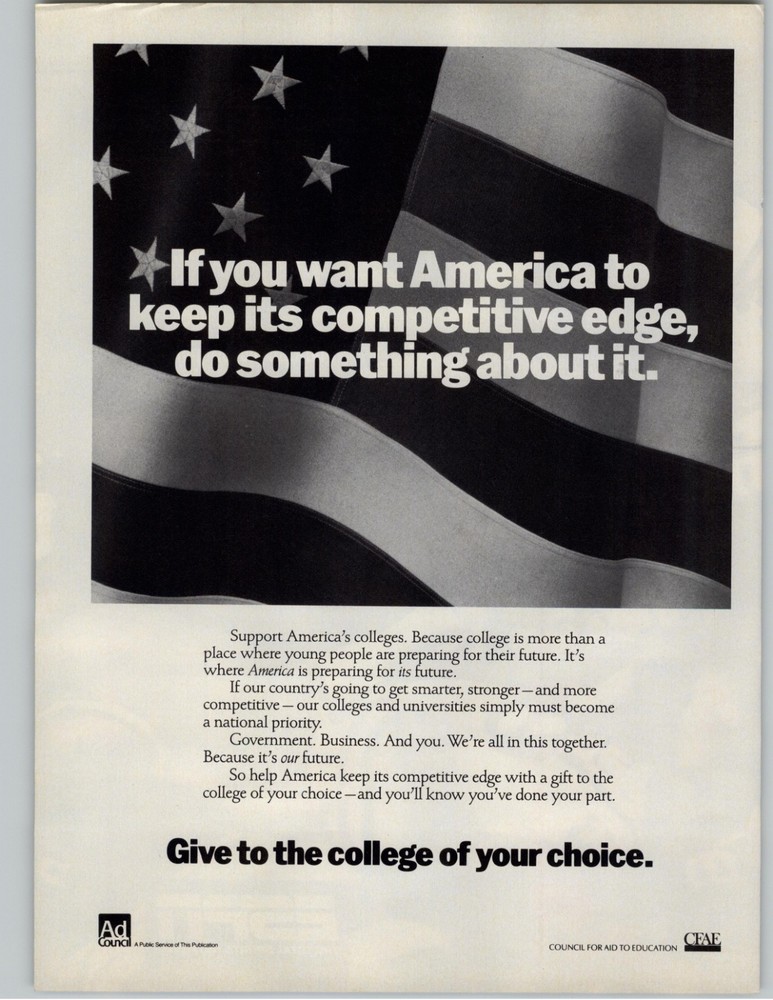 1988 Print Ad Council For Aid To Education CFAE Magazine Advertisement Promo