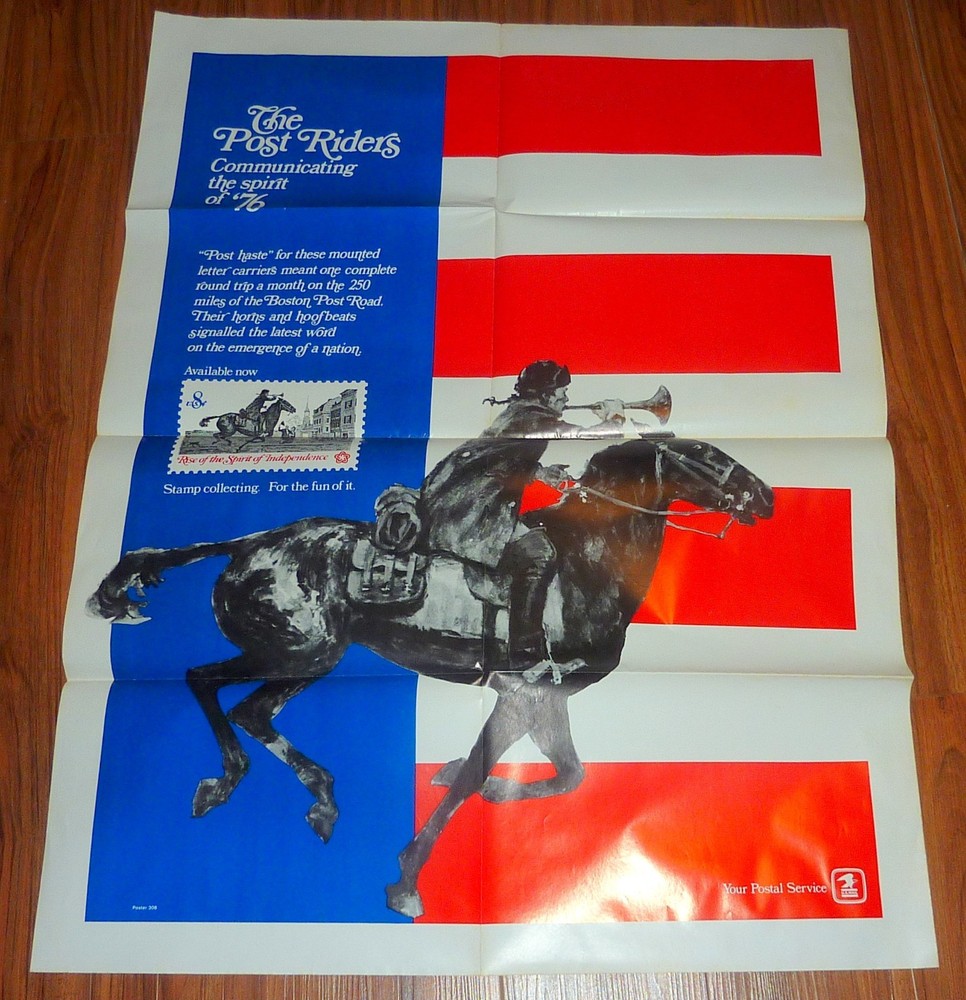 The Post Riders Communicating The Spirit Of ’76 USPS Stamp Poster