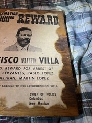 Fransico (Pancho ) Villa Poster 11”x8”-1915 Reward Wanted Sign Vtg