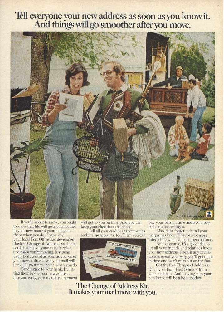 1976 US Postal Service Change Of Address Kit USPS vintage PRINT AD advertisement