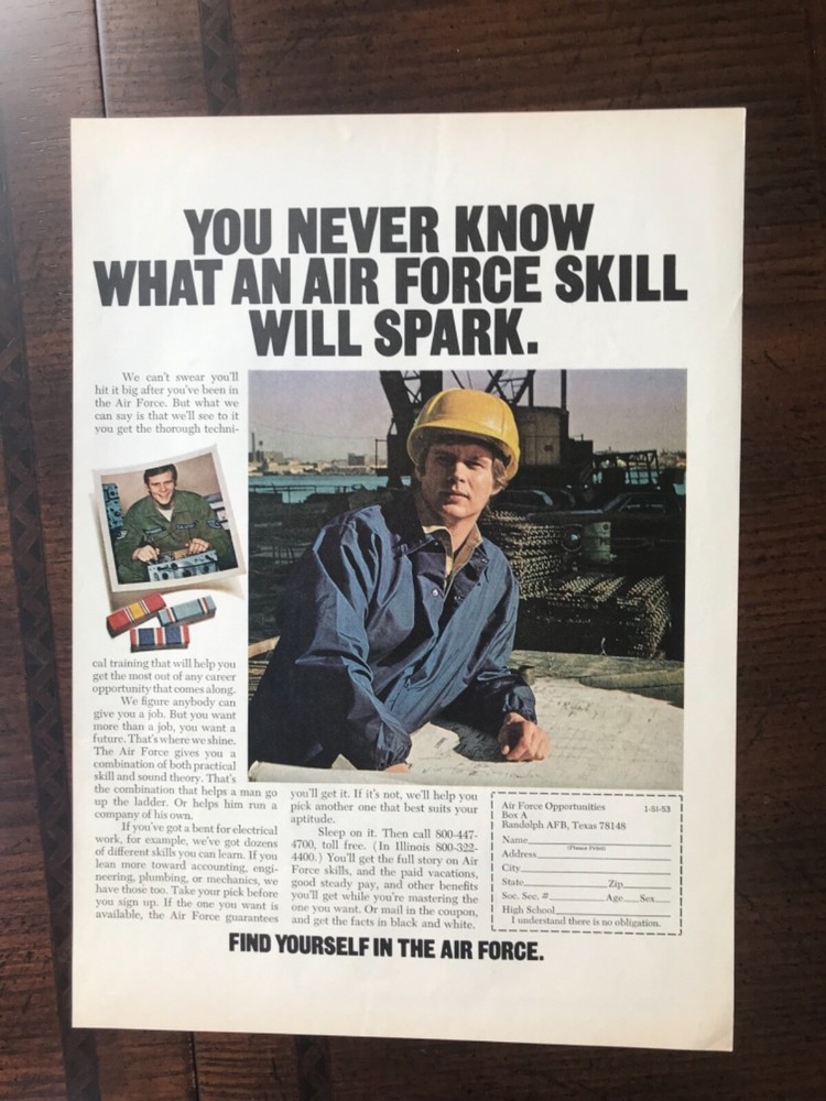 1973 vintage original print ad U.S. Air Force Recruiting Air Force Opportunities