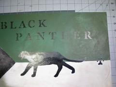 vtg 1970s political protest hand painted poster – Black Panther flag OS