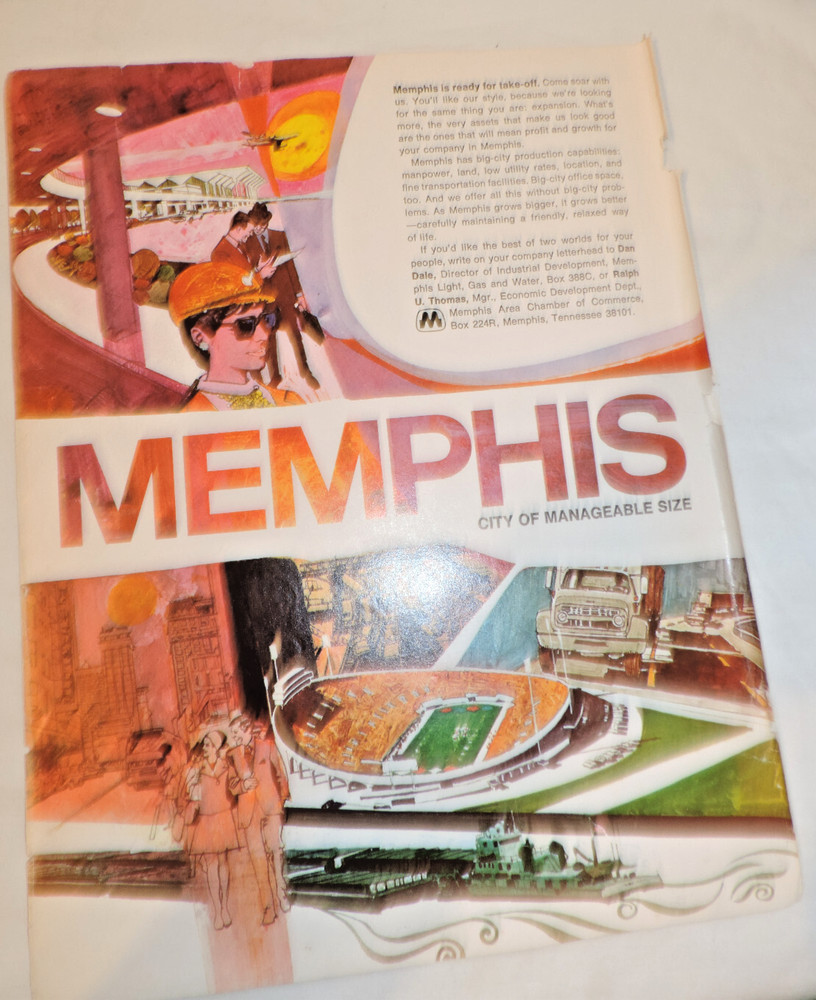 1971 MEMPHIS, TENNESSEE Large Format Full Page Color Print Advertisement