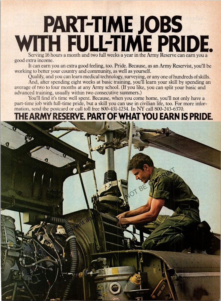 1979 Army Reserve Print Ad Wall Art Decor Ephemera