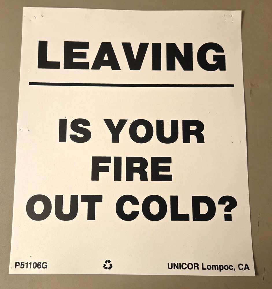 US Forest Service IS YOUR FIRE OUT COLD 14 X 12″ Vinyl Sign Smokey The Bear