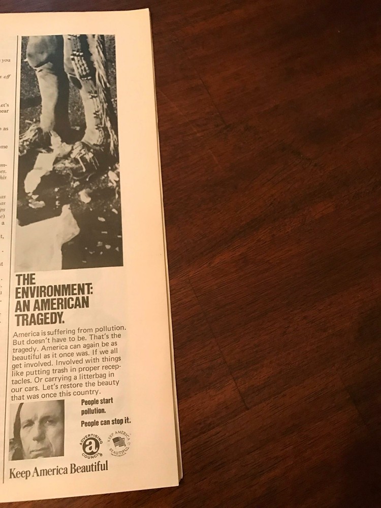 1973 VINTAGE 3X11 PRINT Ad FOR THE ENVIRONMENT:AN AMERICAN TRAGEDY POLLUTION USA