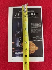 Vintage 1997 U.S. Air Force 50th Anniversary Commemorative Wine Bottle Print Ad