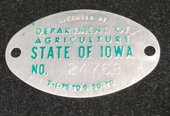 Lot of 3 Vintage Department of Agriculture State of Iowa Embossed Metal Tags L3