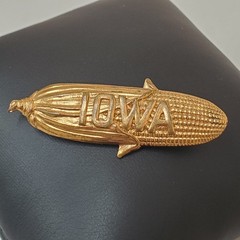 Vintage IOWA Corn Brooch Souvenir Gold Tone 2″ Brooch Pin