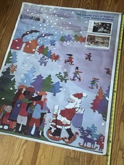 Vintage Original 1976 Christmas USPS Post Office Lobby Stamp Poster Santa Snow