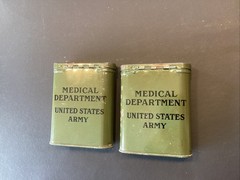 2 Vintage EMPTY WWII Rea Medical Department US Army Green Tins Free Ship