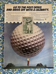 Vintage 1981 United States Post Office Bobby Jones Stamp 18 Cent Stamp Print Ad