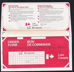 Canada vintage $Million numbered Loto Order Form