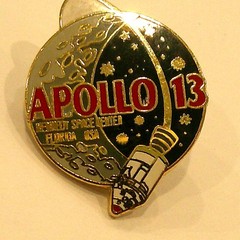Apollo 13 NASA Enamel Lapel Pin Kennedy Space Center Florida USA Moon & Rocket