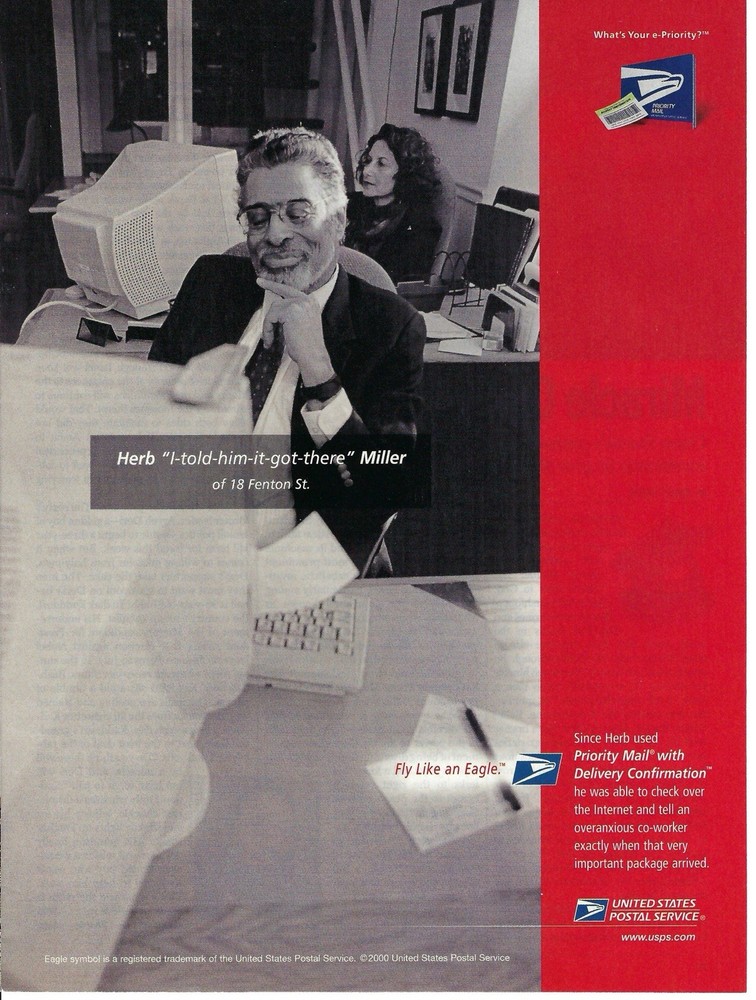 2000 USPS United States Parcel Service Priority Mail Vintage Print Ad/Poster