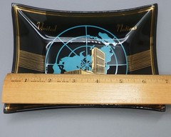 Vintage 60’s (MCM) United Nations Building Advertising Dish by Houze Art Glass