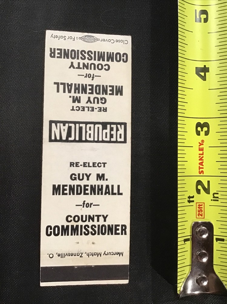 Guy M Mendenhall for County Commissioner Election Matchbook Cover