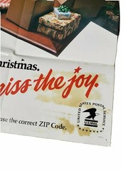 1980s USPS United States Post Office Lobby Poster Mail Early This Christmas