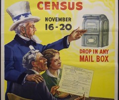 1937 United States Unemployment Census Uncle Sam Poster Depression Era Vintage