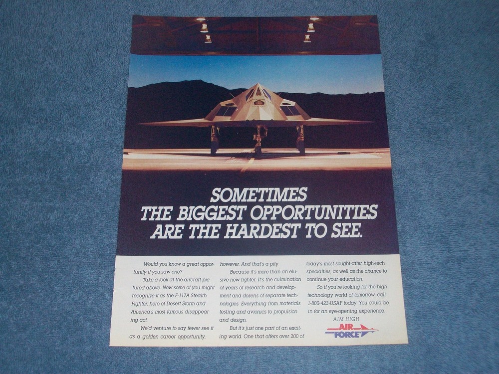 1993 Vintage Air Force Recruiting Ad with F-117A Stealth Fighter