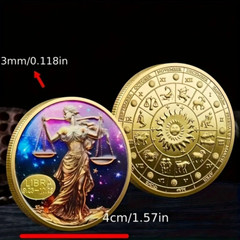 Zodiac Sign Coins Celestial Astrology Collectable Coin Hand-painted