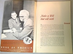 Make A Will That Will Work pamphlet Bank of America vintage booklet illustrated