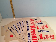 Vintage Re-Elect Kroeninger Village President Wisconsin Bumper Sticker